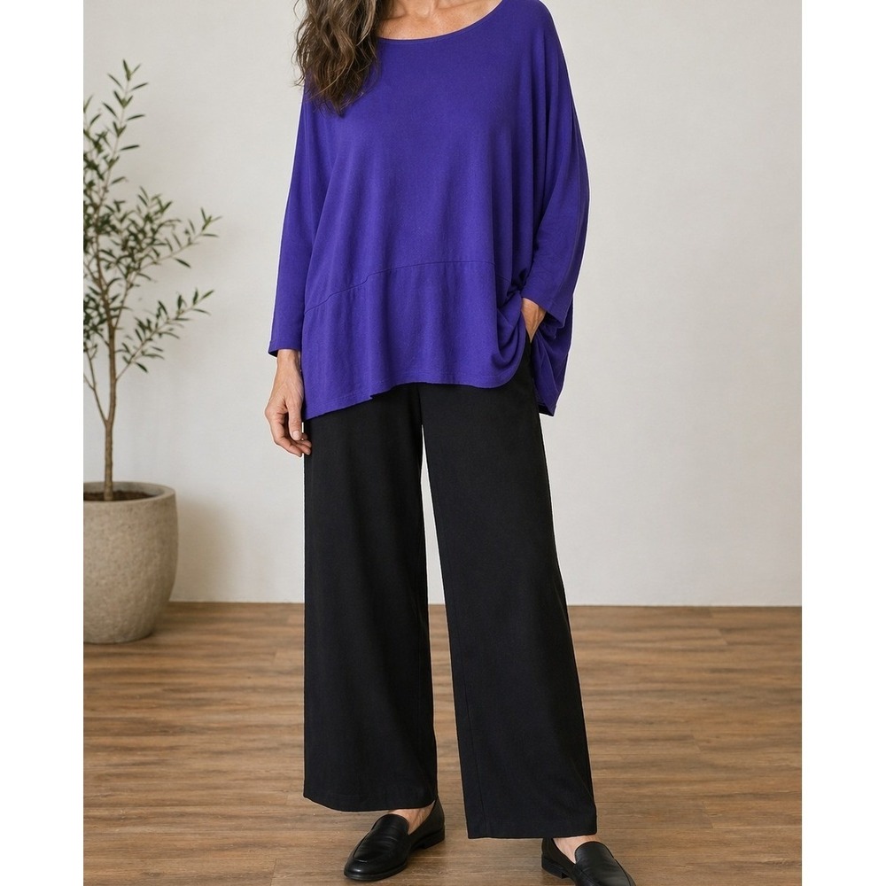 Eileen Fisher Purple Tunic Top L Viscose Blend Oversized Minimalist - Picture 2 of 8